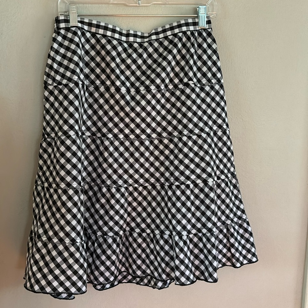 Studio West Black and White Gingham Tiered Skirt
